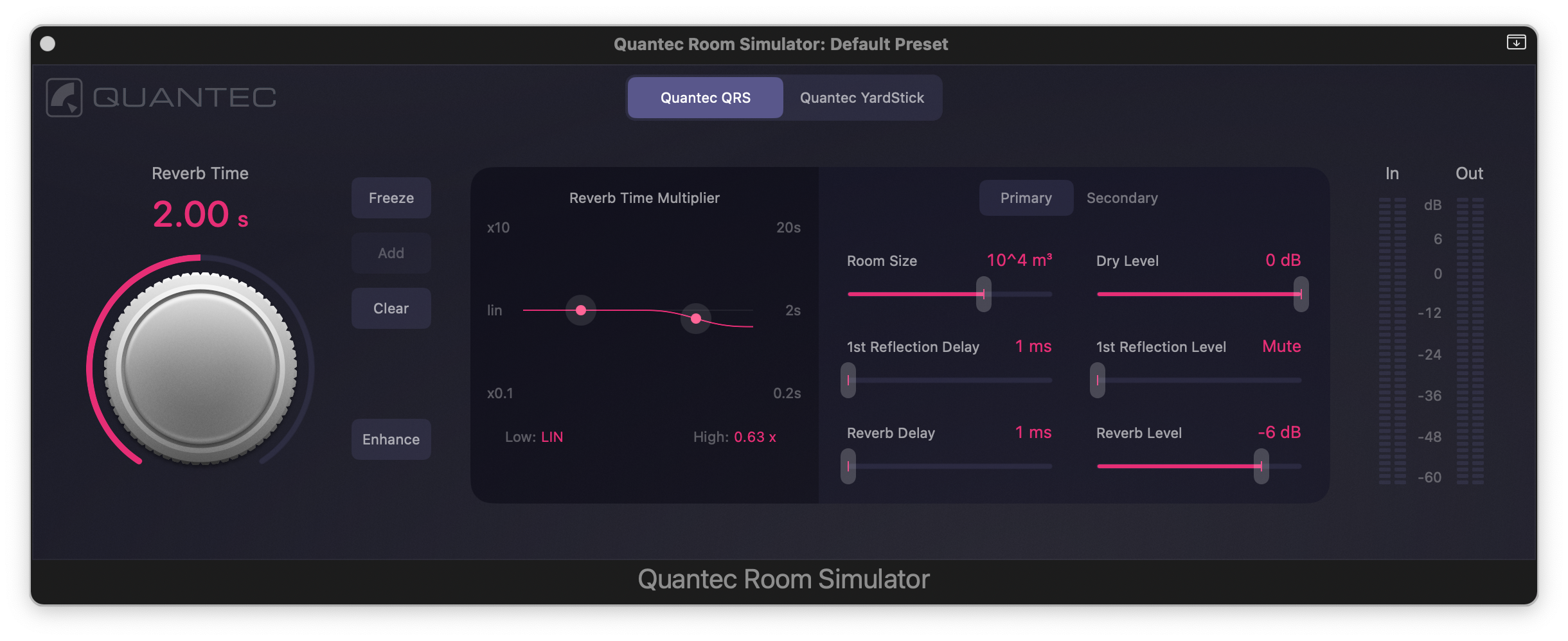 Stock Logic Pro reverb plugins: Quantec Room Simulator